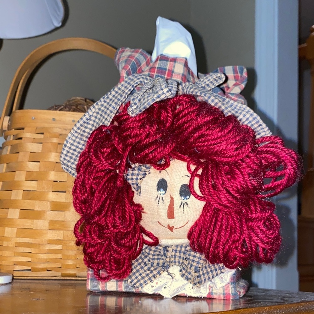 Primitive Raggedy Ann Fabric Tissue Cover - Picture 1 of 6